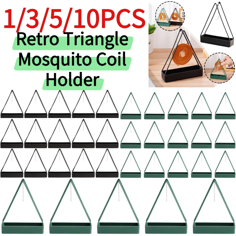 1/3/5/10PCS Decorative Triangle Incense Holder & Mosquito Coil Tray, Retro Home Decor Accent with Safety Fireproof Design