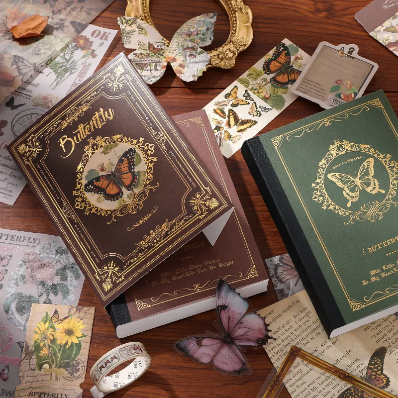 140 pcs Vintage Butterfly theme Gift set Collage stickers Scrapbooking Material handmade Diary Album  Junk Journal Supplies
