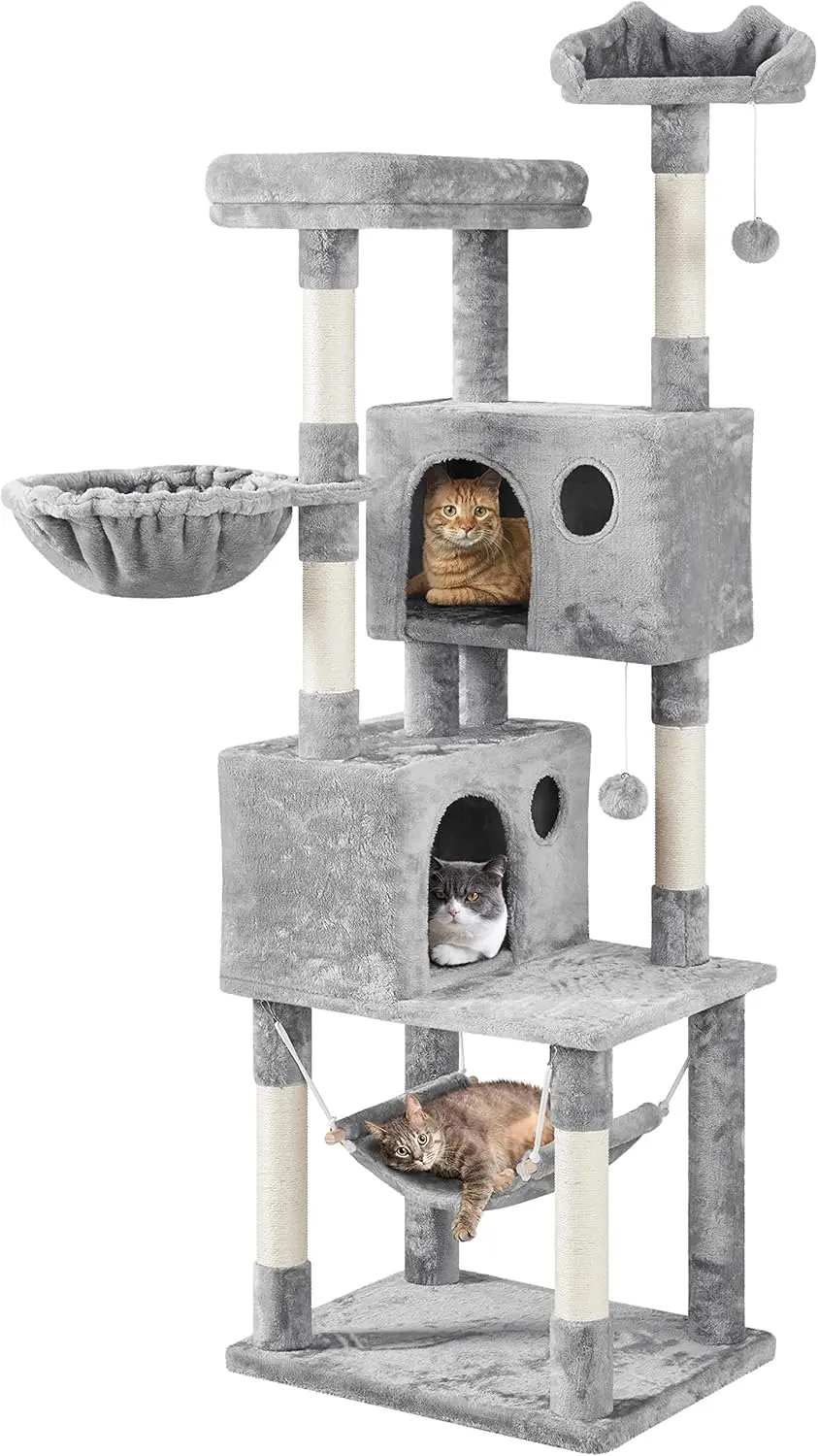 73in Cat Tree Tower for Indoor Cats, Multi-Level Cat Activity Center with Scratching Posts Large Cat Condo with Funny