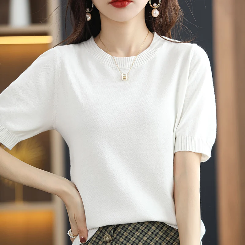 WinvyNee Summer Women 100% Cotton T-shirts Short Half Sleeve O neck Clothes Solid Casual Pullover Basic Female Tops A1092001