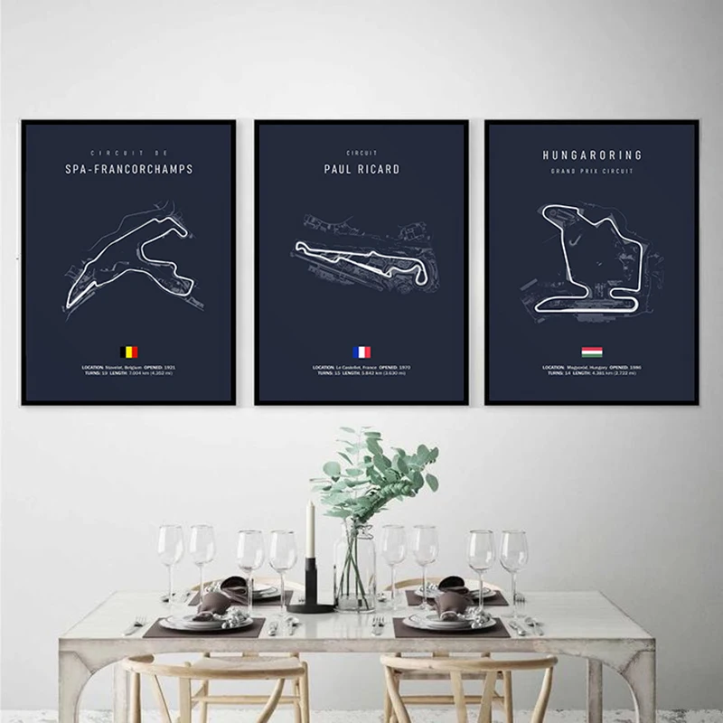 Race Track Wall Art Prints Canvas Posters Circuit Decorative Paintings for Home Decor Art and Crafts Sports Hobbies
