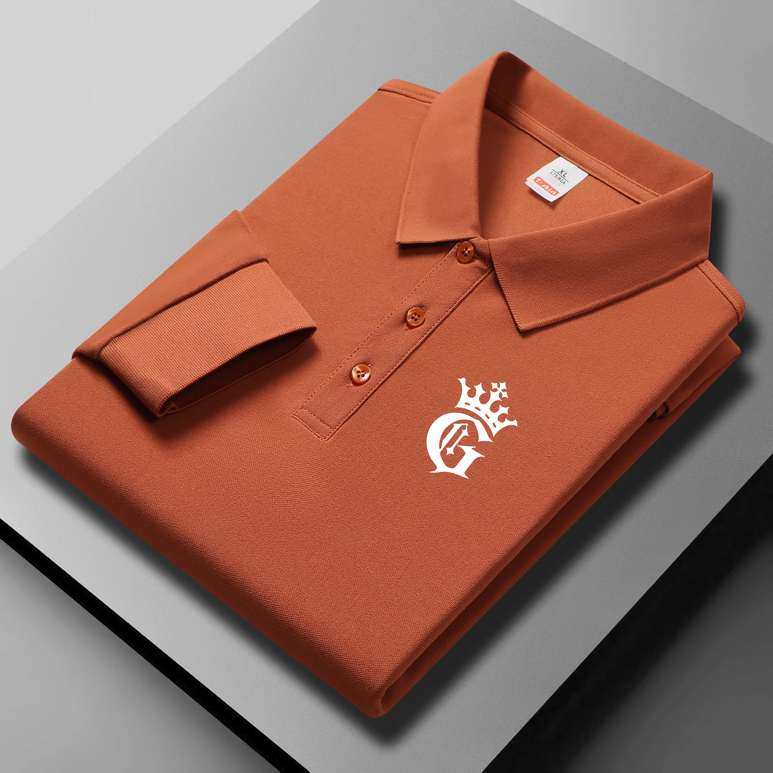 

Different Forms Of Crowns Print Male Businesswear Fashion Revers Polo Shirt Casual Soft Long Sleeve Gent Basics All-Match Top