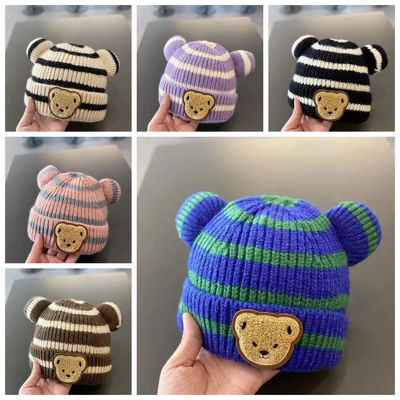 New Fashion Winter Autumn Warm Kids Knitting Hat Girls Children Boys Outerdoor Toddler Thickened Caps