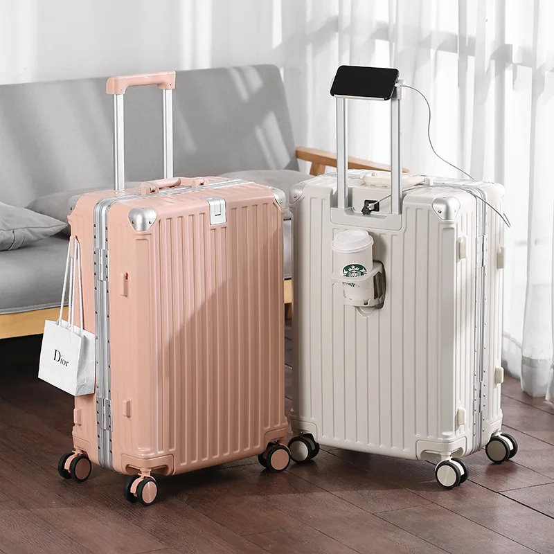 20/22/24/26 Inch Travel Suitcase Rolling Luggage Aluminum Frame Trolley Case With wheels Carry-on Luggage with Cup holder