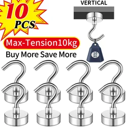 10pcs Magnetic Hooks, 25Lbs Strong Heavy Duty Cruise Magnet S-Hooks for Hanging, Cabins, Grill, Kitchen, Garage, Workplace and