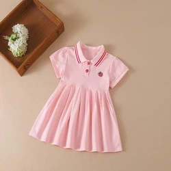 Kinder Kleid Sommer Turn-Down Kragen Kinder Mädchen Kleidung Mode niedlichen Kleinkind Baby Mädchen Kleidung Sommerkleid Mädchen