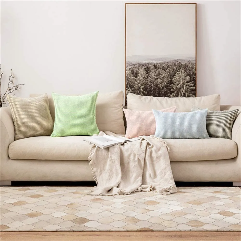 CANIRACA Corduroy Cushion Cover Nordic Style Two Color Four Seasons 45*45CM For Sofa Living Room Decorative Pillow Cover