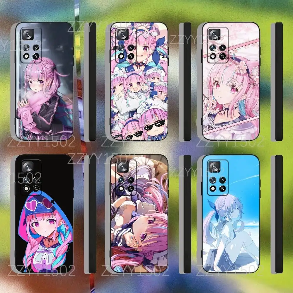 

Minato Aqua Neko Phone Case For Samsung S25,S24,Ultra,S20,S30,Plus,S22,S23,Ultra,Plus,5G Black Silicone Soft