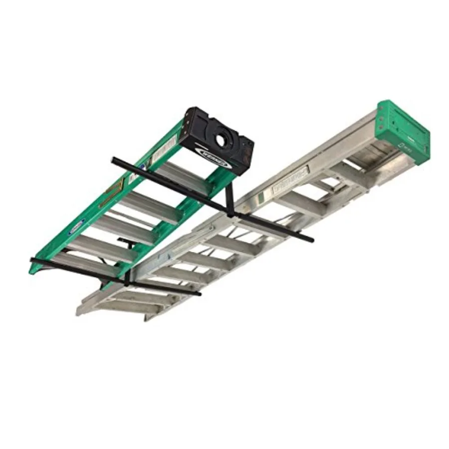 

Adjustable Overhead Ladder Rack Garage Organizer Ladder Shelf for Step and Extension Ladders - Storage Racks and Sheing for Gar