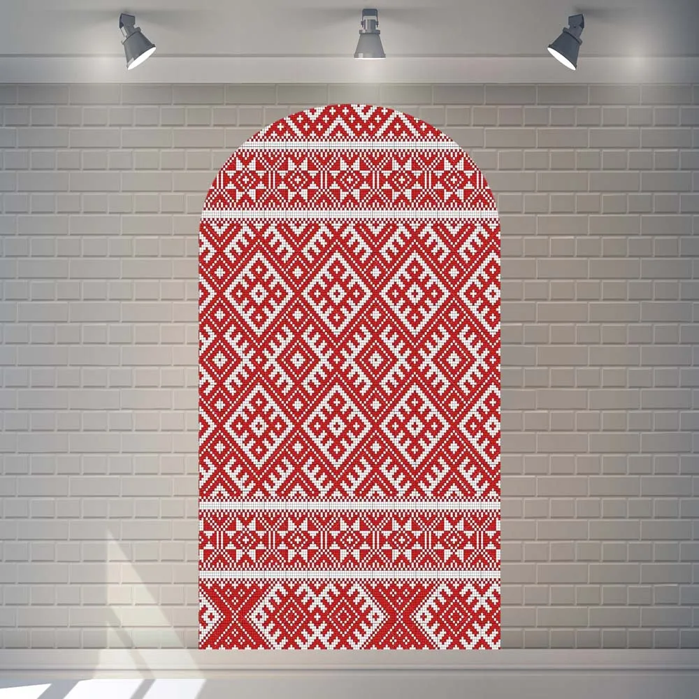 Red Embroidery Henna Arch Background Customized Adult Children Birthday Bride Wedding Shower Photo Decoration Photography Props