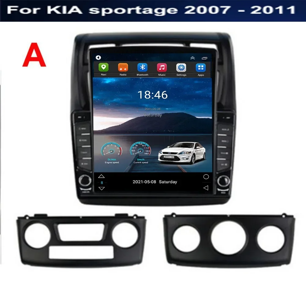 For Tesla Style 2Din Android 14.0 Car Radio For KIA sportage 2007-2011 Multimedia Video Player GPS Stereo Carplay DSP RDS Camera