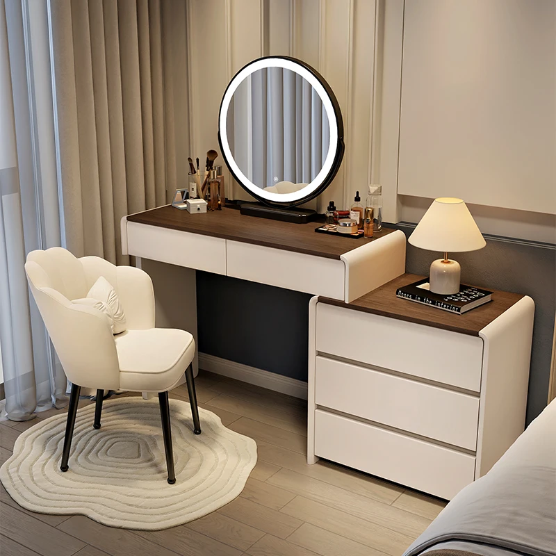 

Aesthetic Wooden Vanity Table Mirror Full Set Beauty Makeup Bedroom Dresser Organizer Space Saving Mesa Tocador Home Furniture