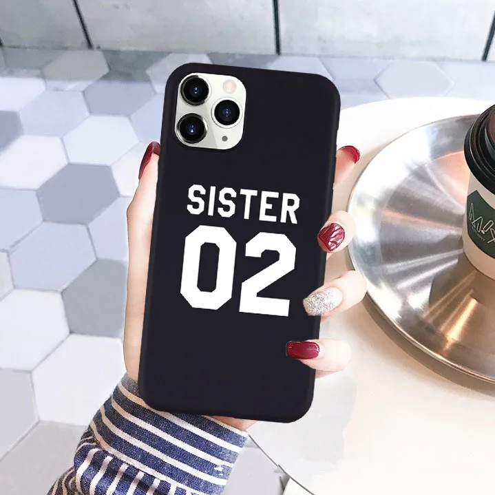 Best Friends Bff Sisters Phone Case for Iphone 7 8 Plus 12 11 Pro X 13 14 SE XR XS Sisters 01 02 03 Letter Silcone Phone Cover