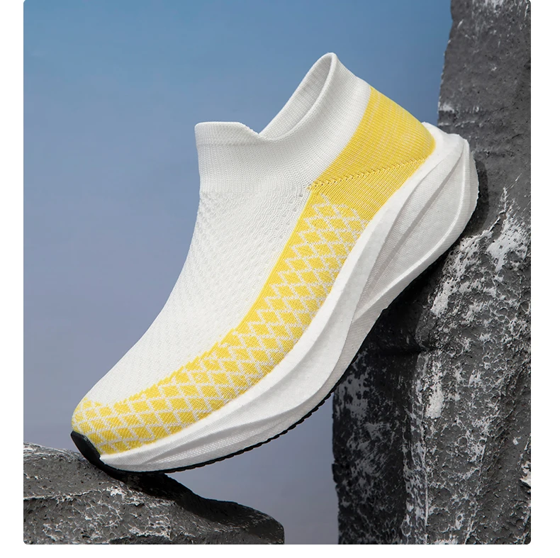 Unisex Real Boost Sneaker mit dicker Sohle, Stretch-Strick, atmungsaktiv, Übergrößen, stoßdämpfend, Sportschuhe, Laufschuhe für Damen und Herren – Detail 24