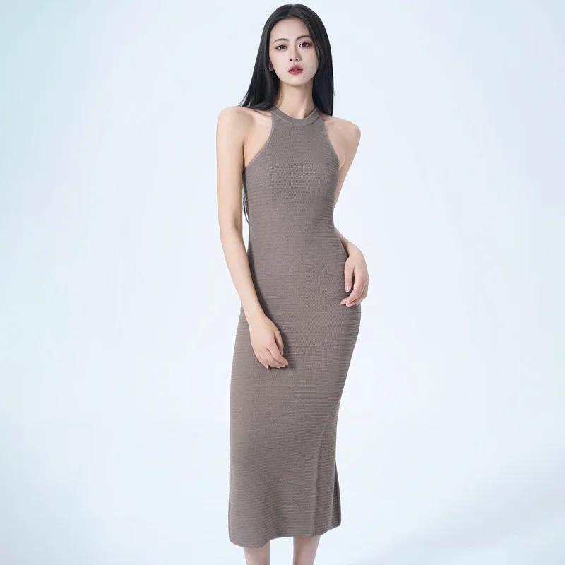 

2025 NEW Backless Dress Women Summer Sexy Style Solid Ins Sleeveless Korean High Street Harajuku Party