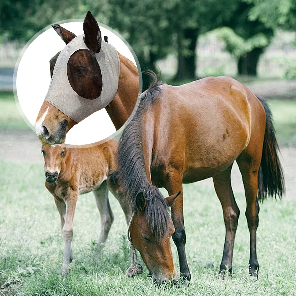 Fly Mask Bonnet Net Breathable Ear Masks Protector Ear Protection Horse Flying Mask Anti-Worms Horse Riding Equestrian Equipment