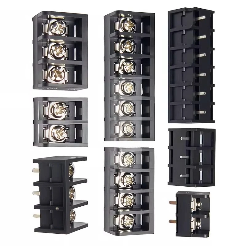 HB762 Fence-type terminal block 7.62MM black PCB, can be spliced, with back cover, 2P3P4P5P6P 5pcs