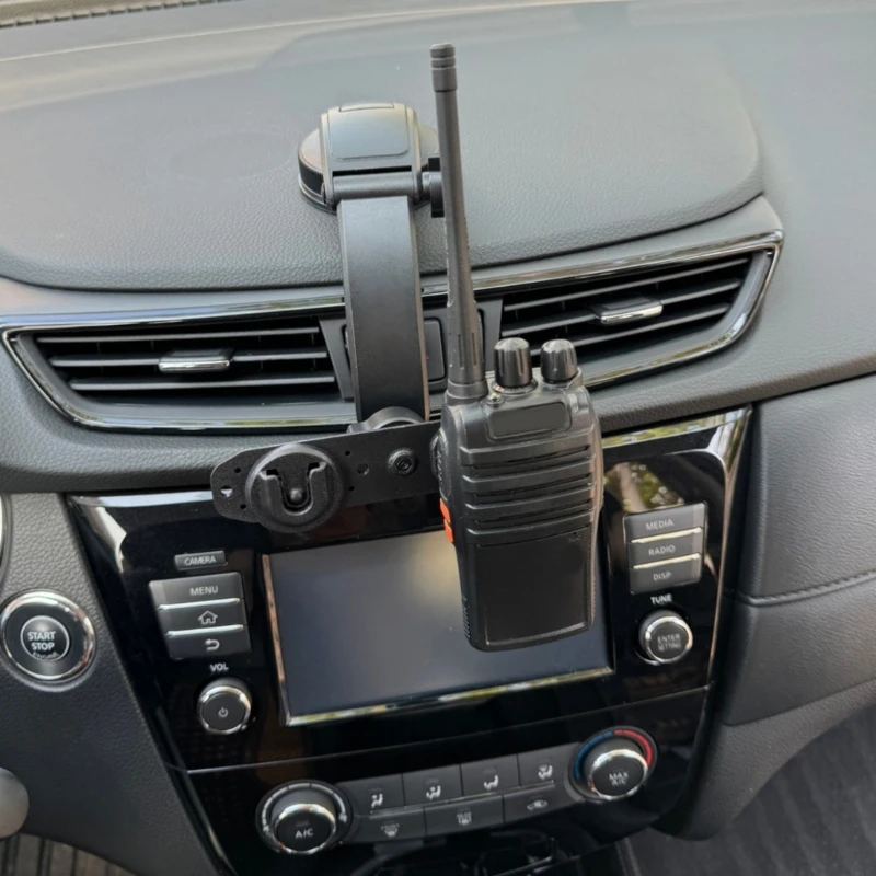 462E Car Dashboard Transceiver Mount Adjustable Hand Microphone Stand with Strong Suction Cup for Vehicle Communication