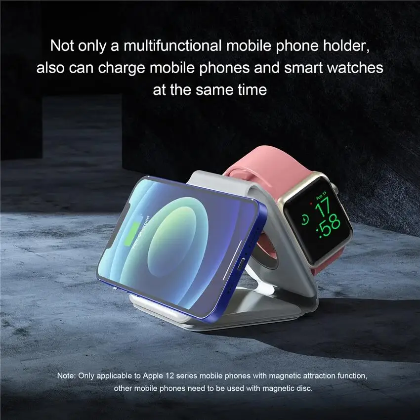 3 in 1 Foldable Wireless Charger Pad Stand Magnetic Fast Charging Dock Station for iPhone 15 14 13 12 X XR Apple Watch Airpod