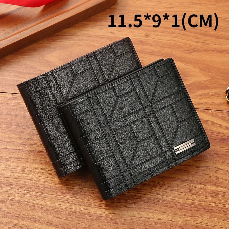 Men's Wallet Black Multi-card Slot Plaid Pattern Casual Youth Horizontal Men's Wallet Male Card Holder Small Coin Purse Cartera