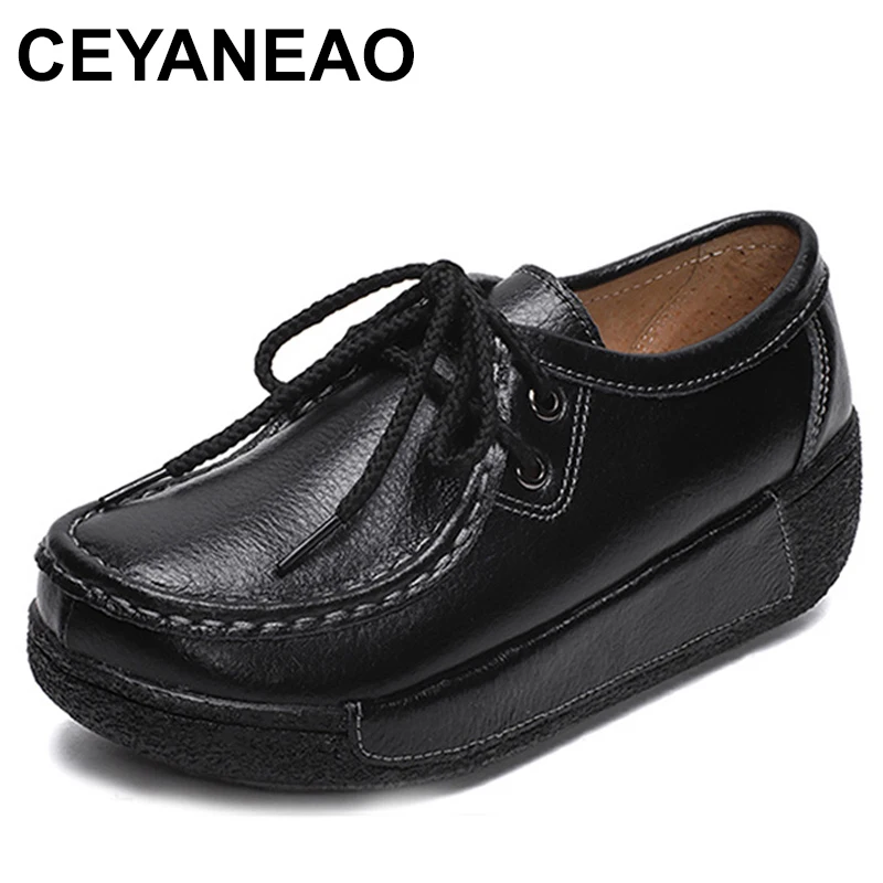 

Women Flats Comfortable Loafers Shoes Woman Breathable Leather Sneakers Women Fashion Black Soft Casual Shoes Female