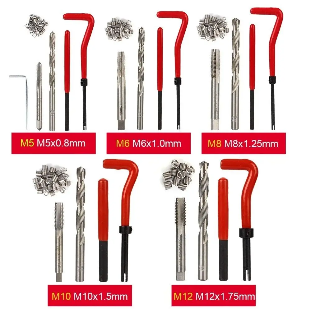 131pcs Car Repair Tools Screwdriver Bolt Driver Engine Block Restoring Damaged Threads Repair Tools Drill Bit M5-M12