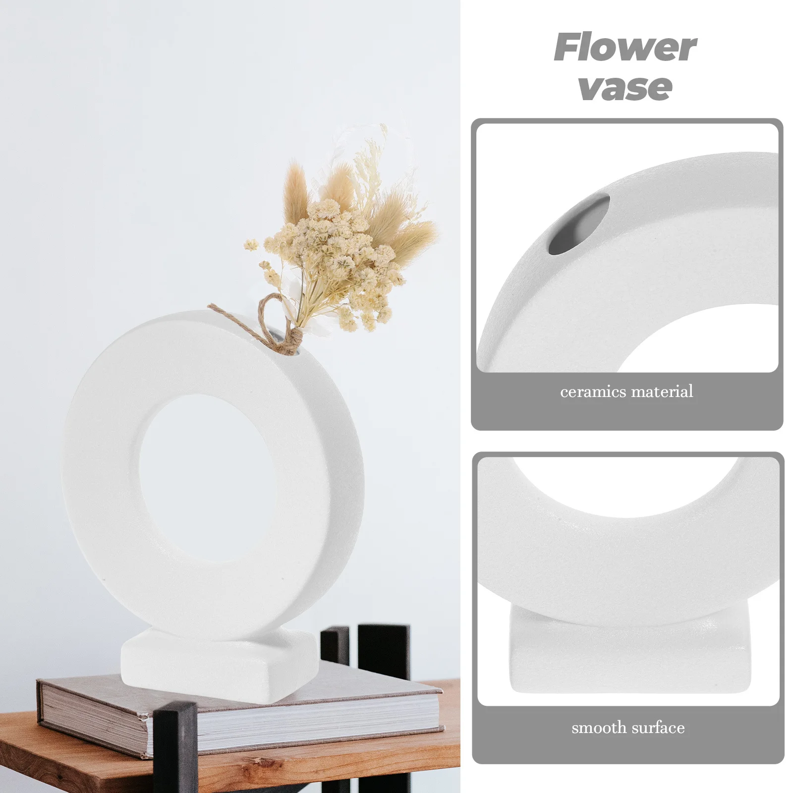 

Ceramic Vase for Flower Arrangement Minimalist Modern Desktop Decor Artistic Home Office Decoration Tabletop Centerpiece Dried