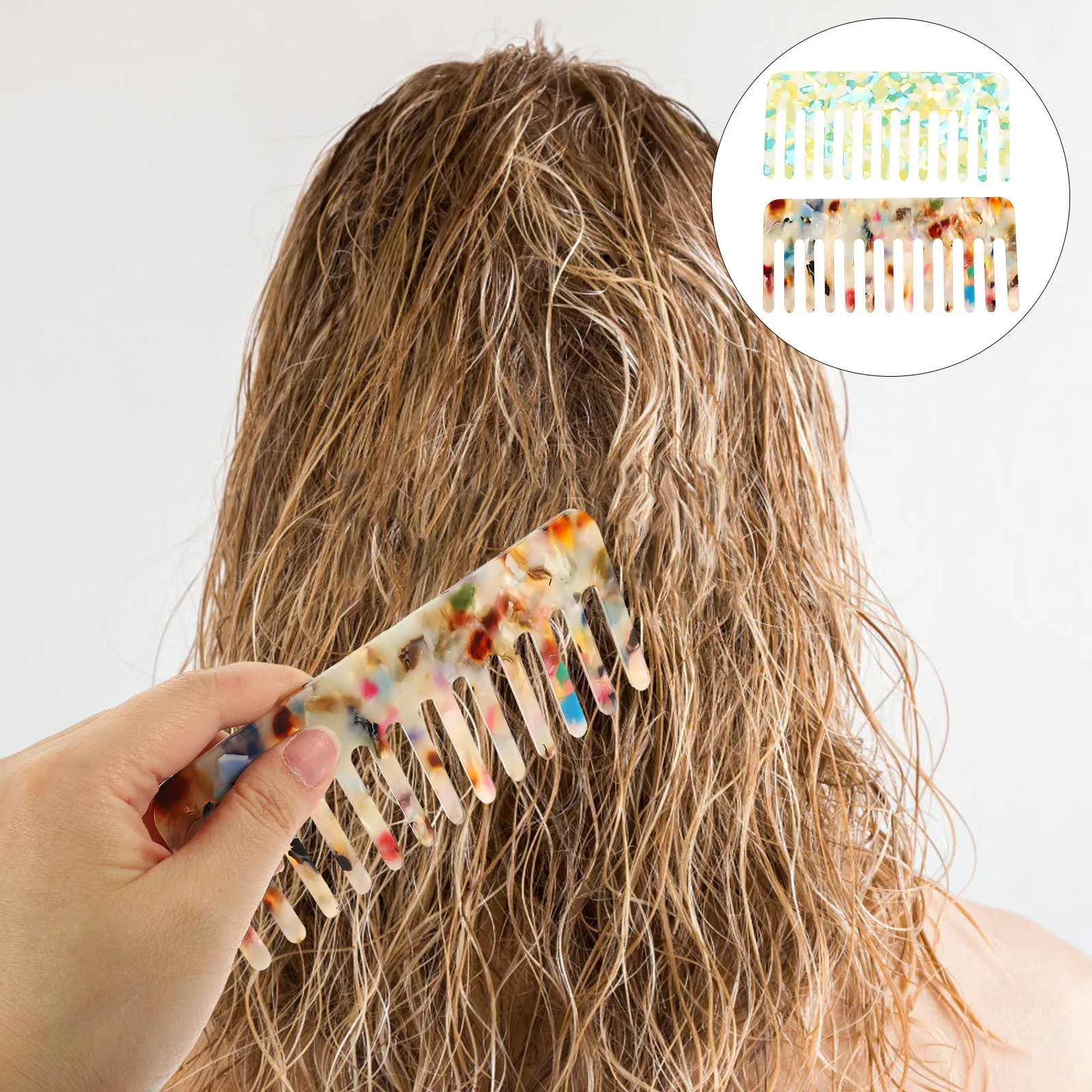 

2Pcs Wide Tooth Anti-Static Hair Comb Hairdressing Hairstyling Detangling Comb Scalp Massager for Smooth Hair Salon Home