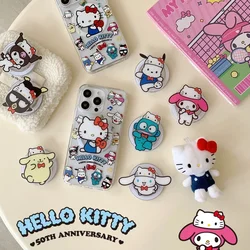 Sanrio Hello Kitty Melody Kuromi Magnetic Bracket Magsafe Wireless Charge Phone Case For iPhone 16 15 14 13 12 11 Pro Max Cover