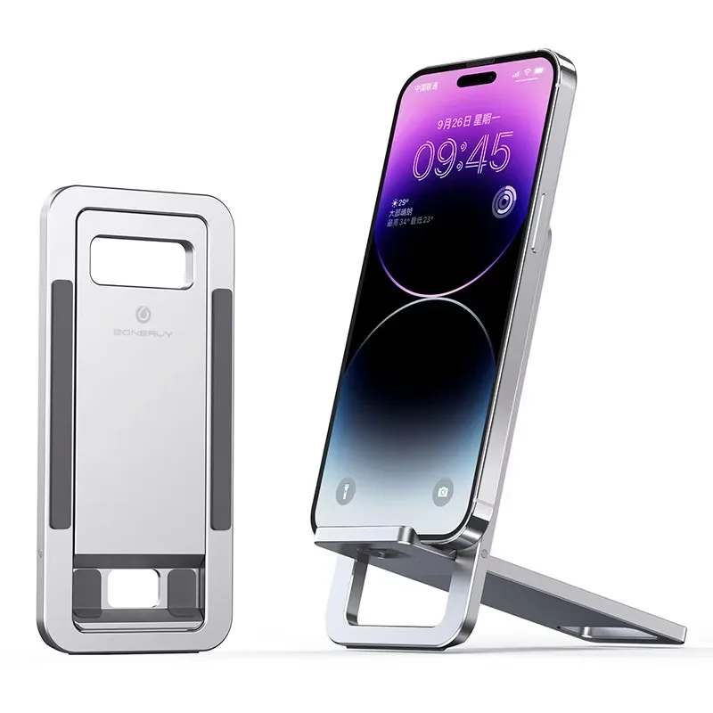 

Super Slim Portable Metal Phone Holder Multi Angle Adjustable Handy Mobile Stand for Smartphones