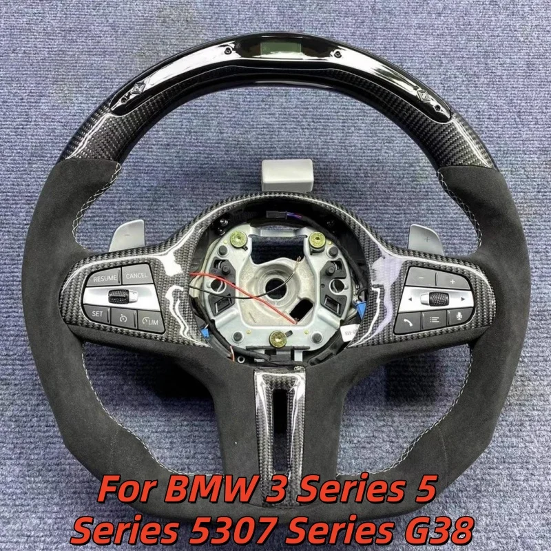 

LED Car Steering Carbon Fiber Wheel Custom Carbon Fiber Leathe For BMW 3 Series 5 Series 5307 Series G38 Interior Accessories