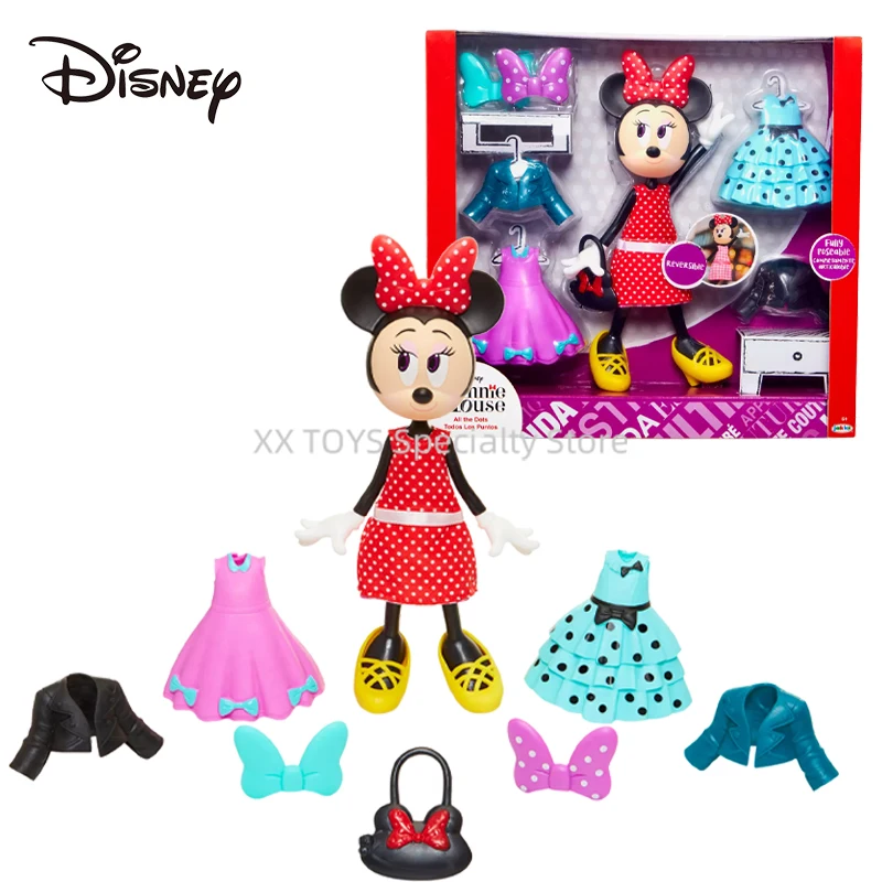 Disney Minnie Mouse All the Dots Playset Fashion Doll 90th Anniversary Minnie Dress Up Figurine Girls Dress Up Game Playset