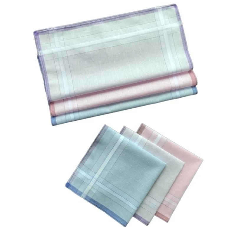 

652F 29x29CM Plain Handkerchief Towel for Adult Big Square Bandanas MultiUse Face Towel Man Sweat Wipe Hankie Set 6PCS