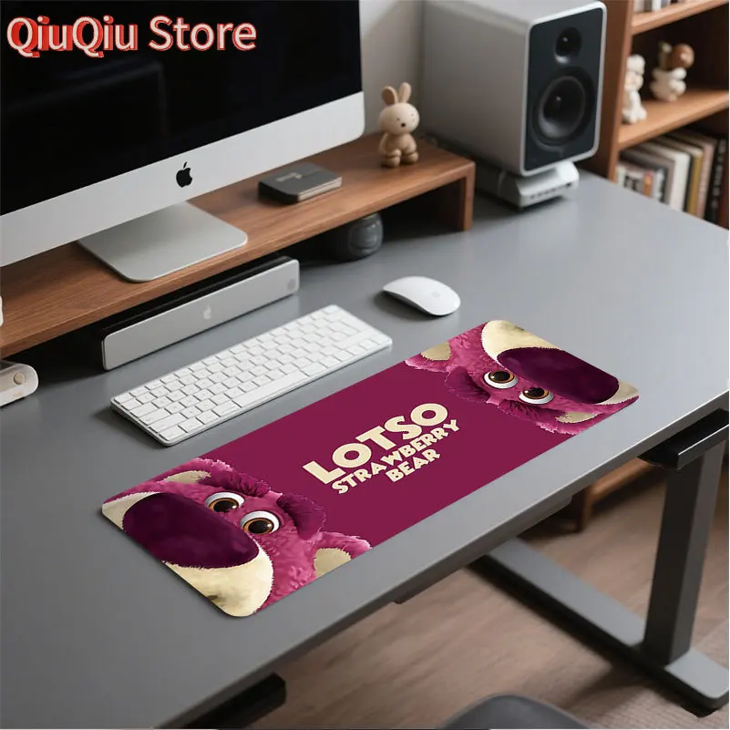 

Pink Strawberry Bear Cartoon Sketch Gaming Mousepad Anti-Slip Version
