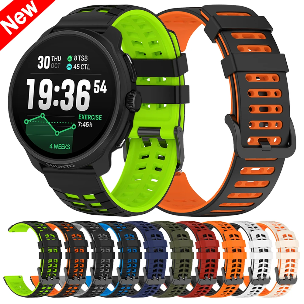 For SUUNTO RACE S 22mm Silicone Smartwatch Strap For SUUNTO 9 Peak DLC/PRO VERTICAL OCEAN RUN RACE S Sports Breathable Wristband