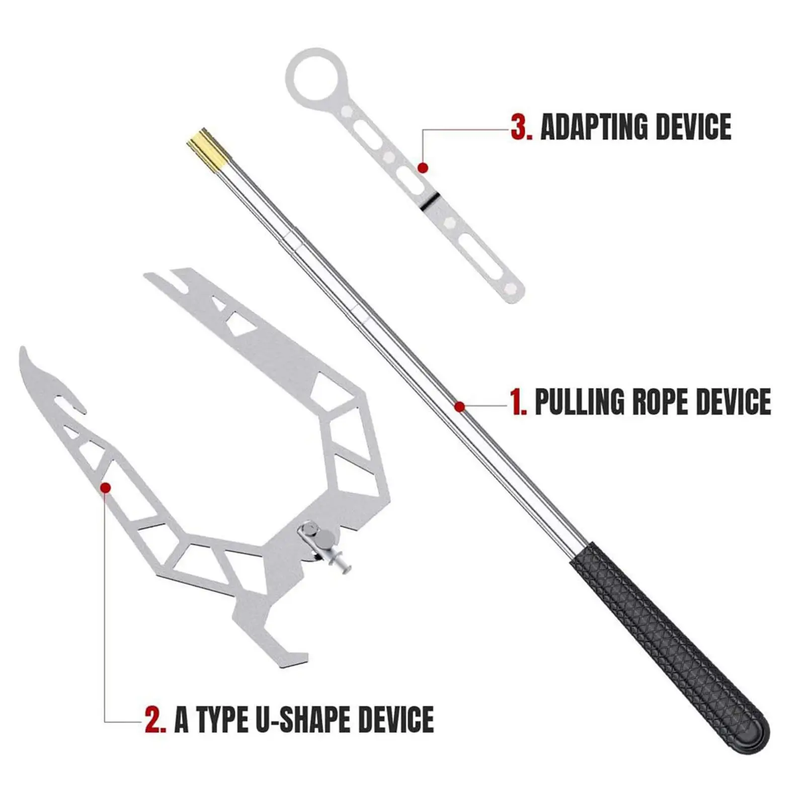 Mooring Rope U Type Stainless Steel Telescoping Boat Hook Dock Hook Threader