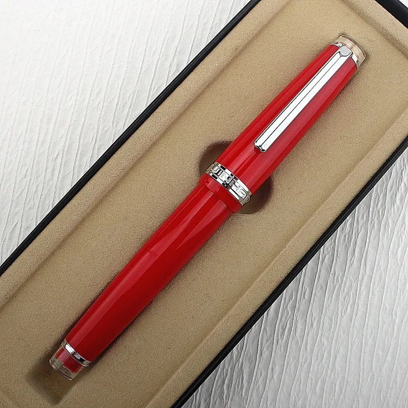 Jinhao 82 Red Fountain Pen Acrylic Ink Spin Golden EF/F Nib Elegante Business Office School Supplies Writing Pen