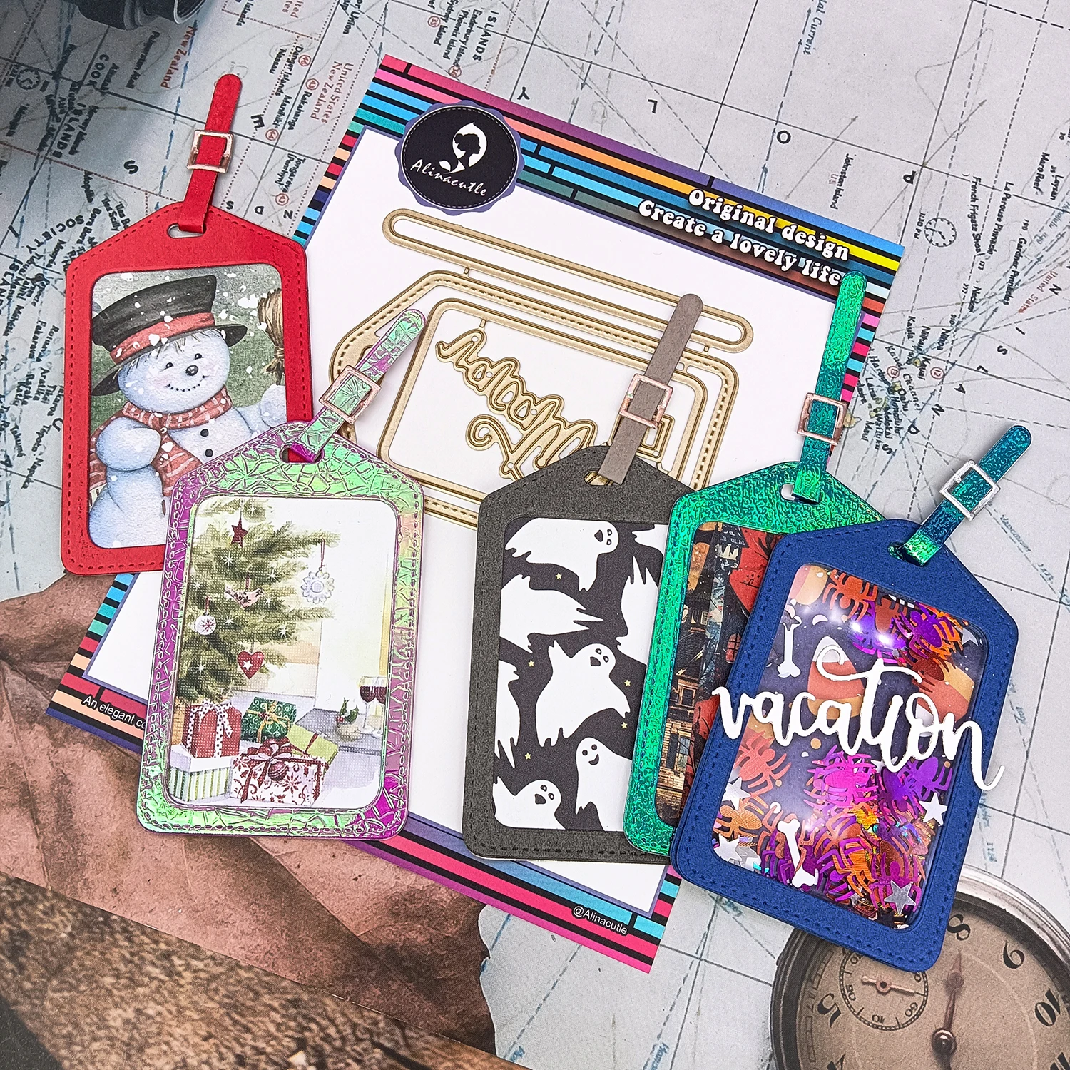 1pc Gepäck Tag Metall Schneiden Gestanzte Goldene Stirbt für Geschenk Papier Handwerk Handgemachte Karte, Der DIY Grußkarten scrapbooking