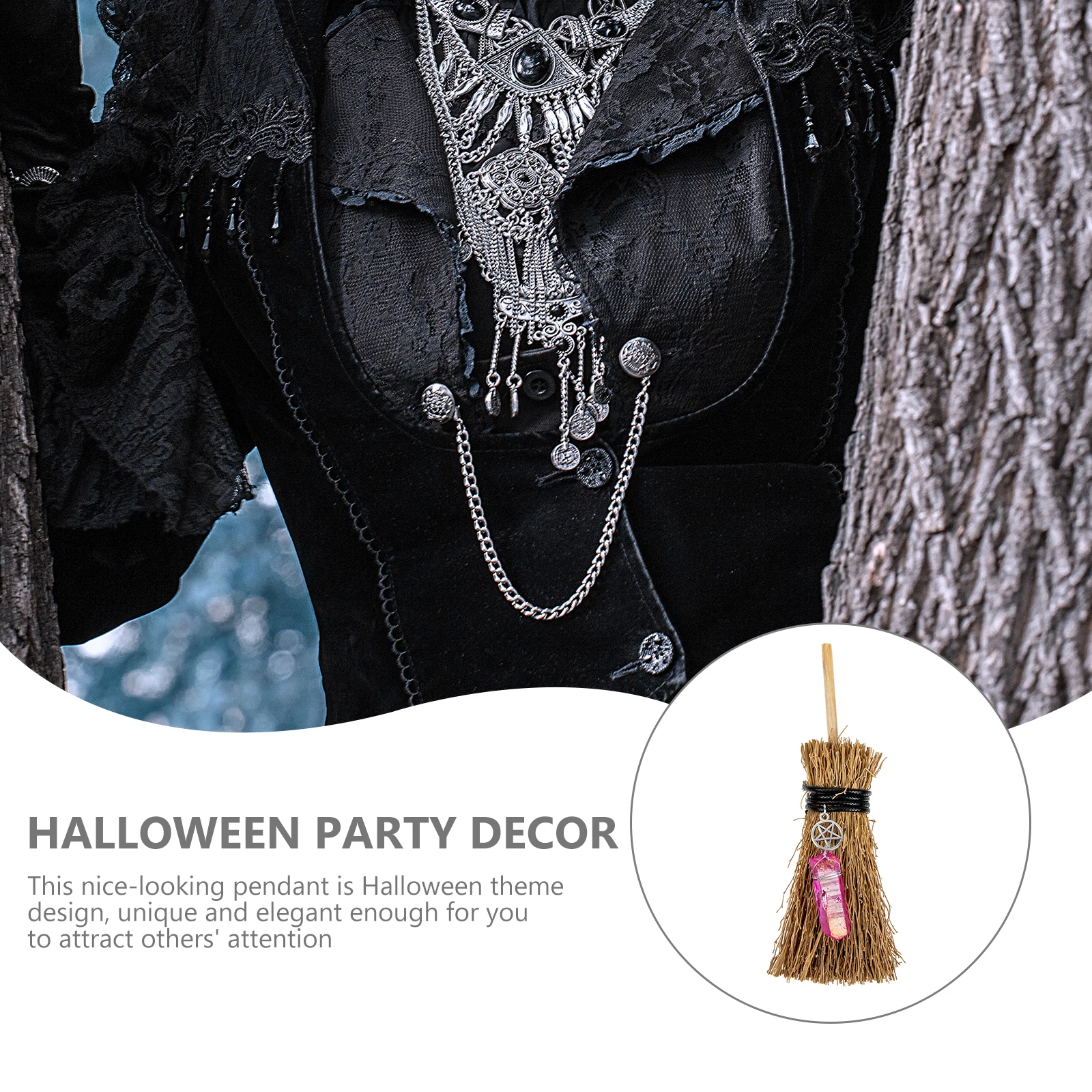

Witch's Broom Ornament Halloween Ornaments Decorations Small Pendant for Car Decorate
