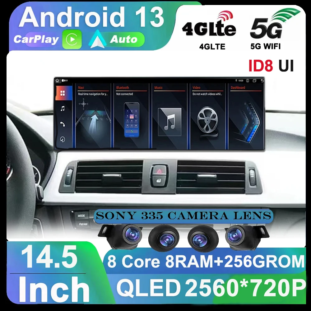 

14.5" Android 13 Auto CarPlay For BMW 3 4 Series F30 F31 F32 F33 F34 F36 NBT EVO ID8 Radio Car Multimedia Player GPS Stereo WIFI