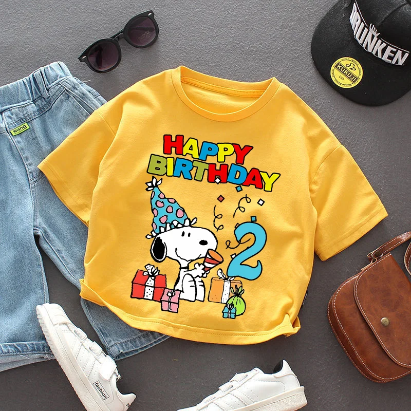

Хлопковые свободные футболки Snoopys, детская футболка, летняя одежда с номером 1-9, модная одежда для мальчиков и девочек, топы с рисунком аниме, детская одежда с героями мультфильмов, подарок