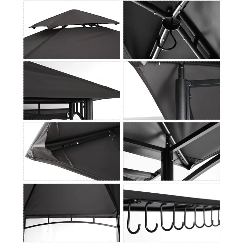 Imagem -04 - Outdoor Double Tiered Gazebo Bbq Canopy Tent Stretchable Side Toldo Fácil de Montagem Transporte e Armazenamento 8x8ft