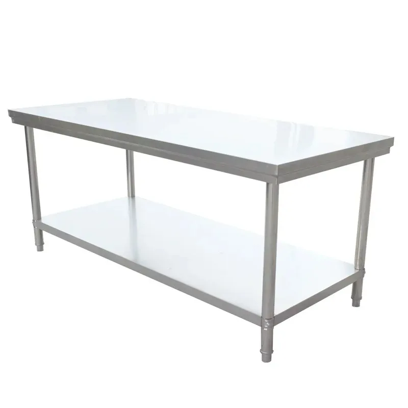 

Stainless steel workbench, commercial dining room packing table, kitchen double vertical rack charging table