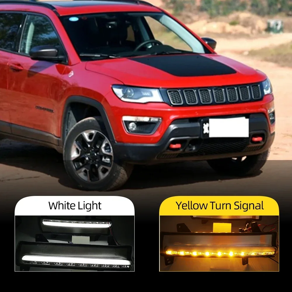 

Новинка! Дневная подсветка для Jeep Compass 2017 2018 2019 2020, динамический желтый сигнал поворота