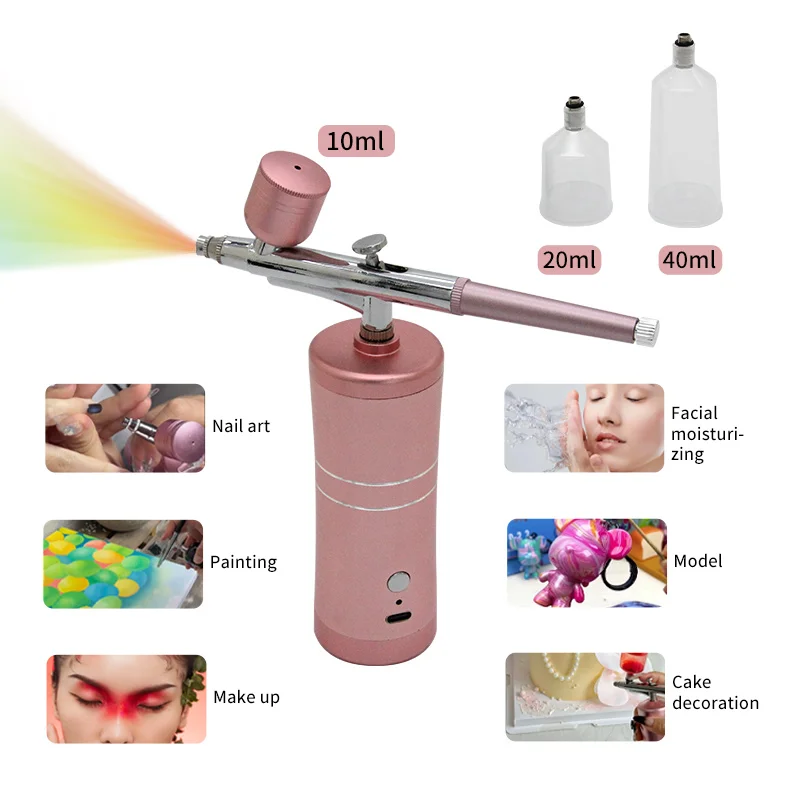 Mini Cordless Handheld Water Oxygen Deep Hydrating Portable AirBrush Kit Spray For Nails Art Painting Craft Cake Decoration Make