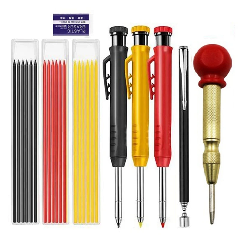 

Mechanical Carpenter Pencils Kit With Center Punch,Carpentry Marking Scribe Tools For Architect Construction