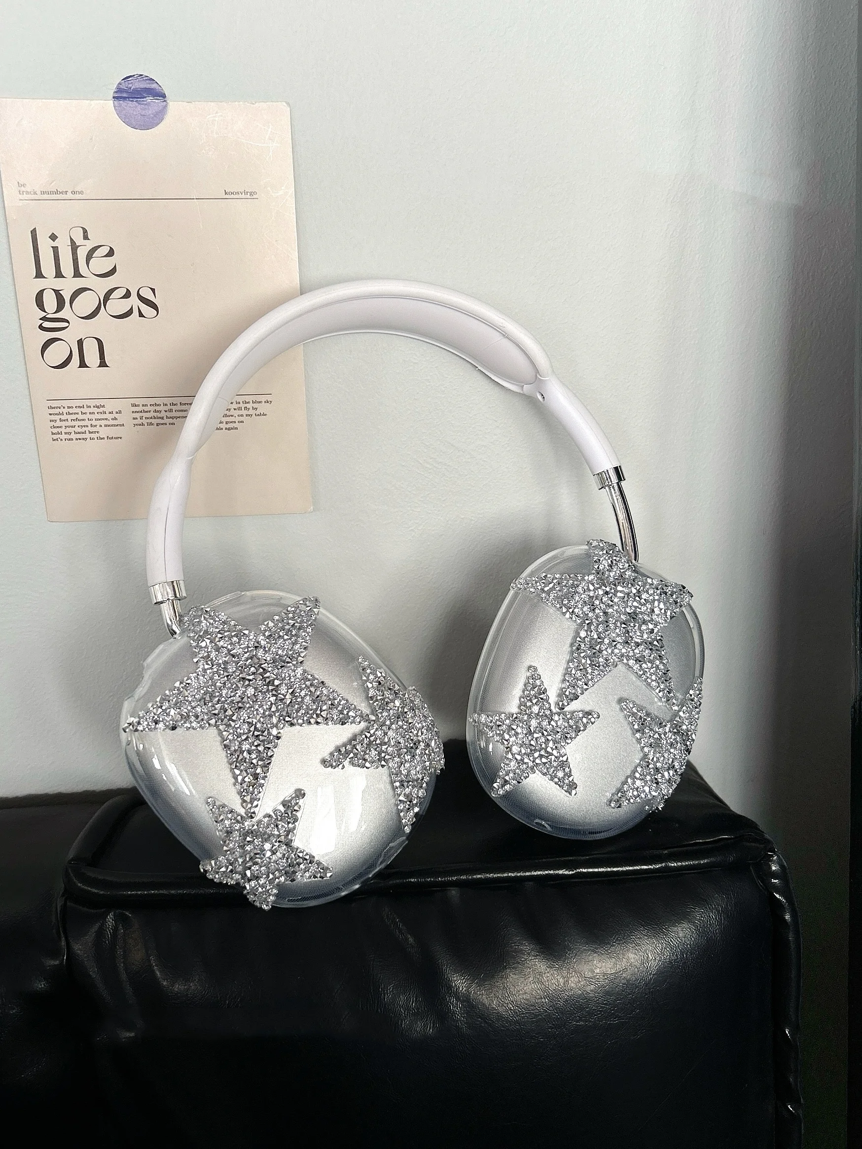 

For Airpods Max Case 3D Lovely Glitter Diamond Star Protection Transparent Soft Silicone Anti-Scratch Headphone Accessories