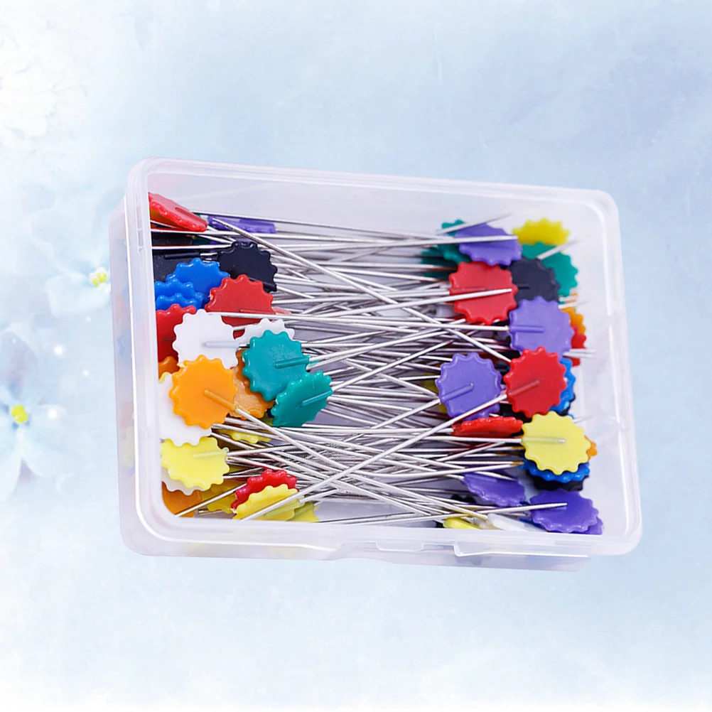 

50Pcs Flat Head Sewing Pins Colorful Flower Pearl Straight Pins for Craft Sewing Knitting Dressmaker Use Flower Head