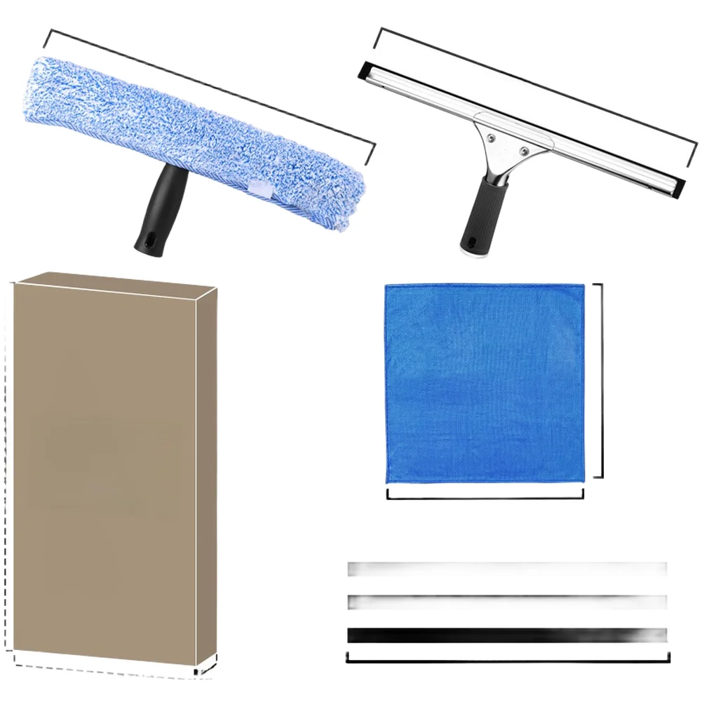 

Household Window Washing Tool Set Heavy‑Duty Glass Squeegee Microfiber Cleaning Cloth Non‑Slip Handle Wiper For Shower Cleaning