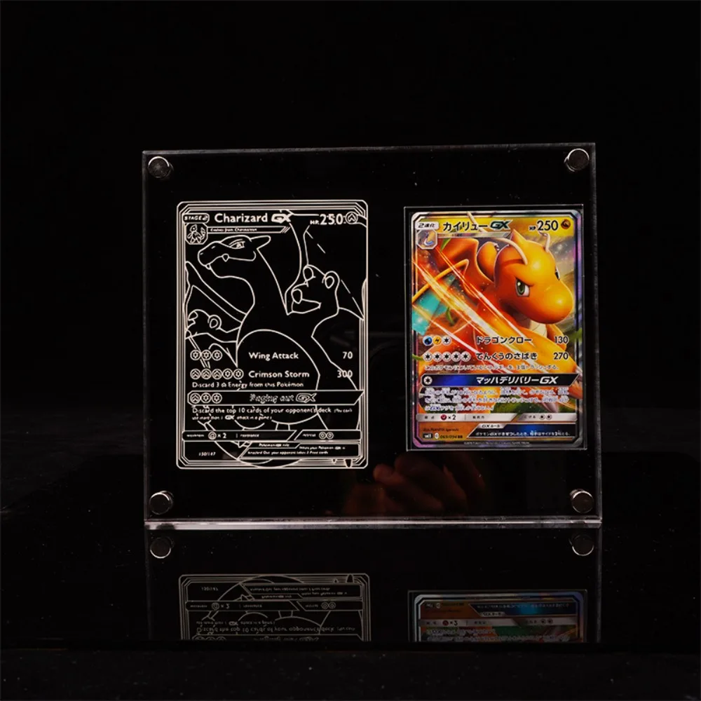 Yu Gi Oh Blue-Eyes White Dragon Black Magician Yugi Muto Self Made Acrylic Stuck Brick Anime Game Collection Cards Display Stand